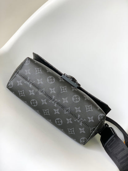 S-CAPE MESSENGER BAG 28 IN BLACK MONOGRAM ECLIPSE CANVAS