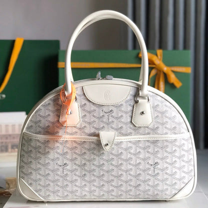 SAINT JEANNE BAG 35 IN WHITE GOYARDINE CANVAS AND CALFSKIN