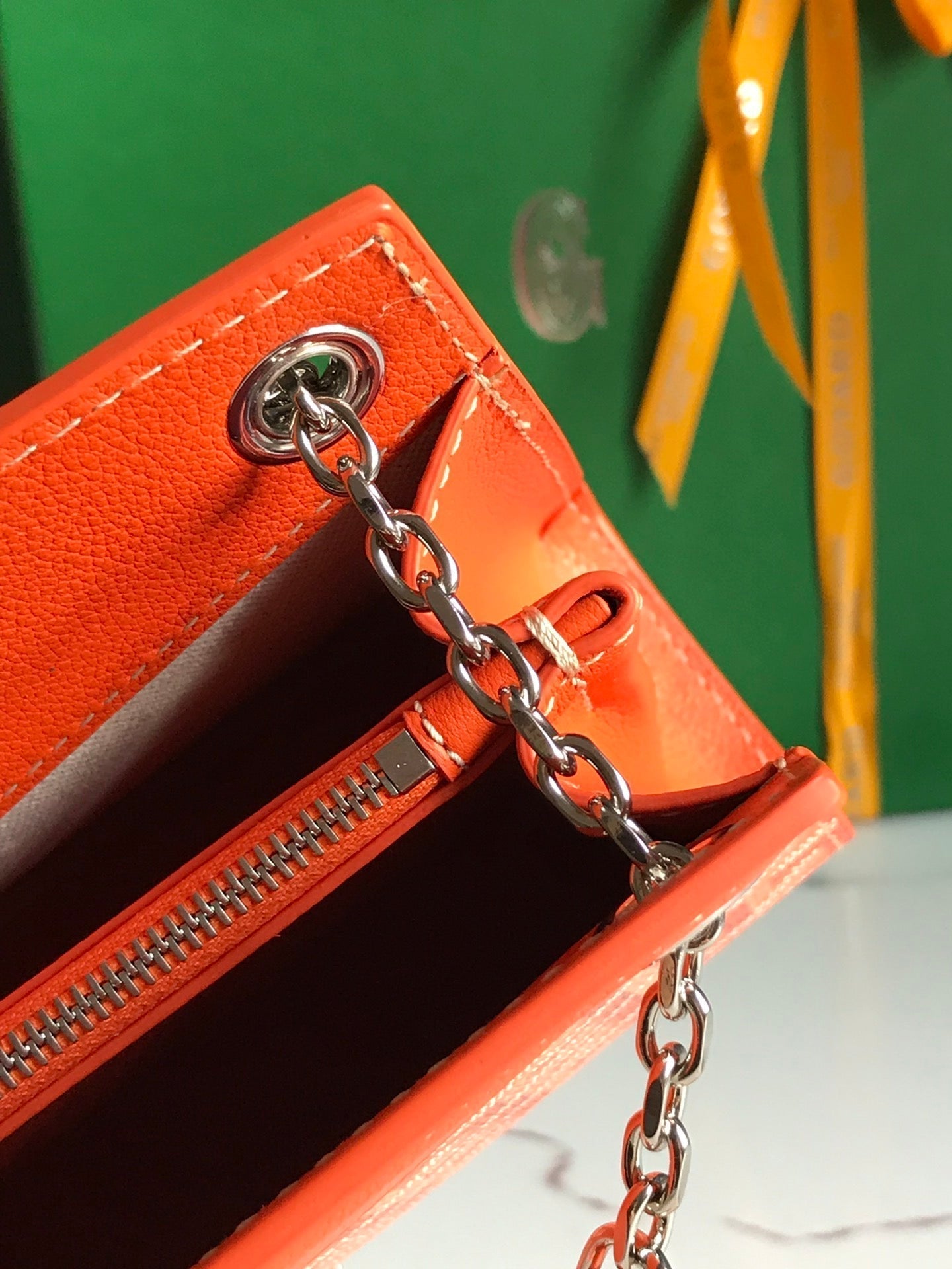 ROUETTE STRUCTURÉ MINI BAG 21 IN ORANGE GOYARDINE CANVAS AND CALFSKIN