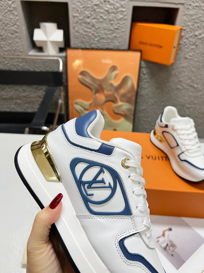 LV WOMEN SNEAKER IN WHITE MIX BLUE CALFSKIN