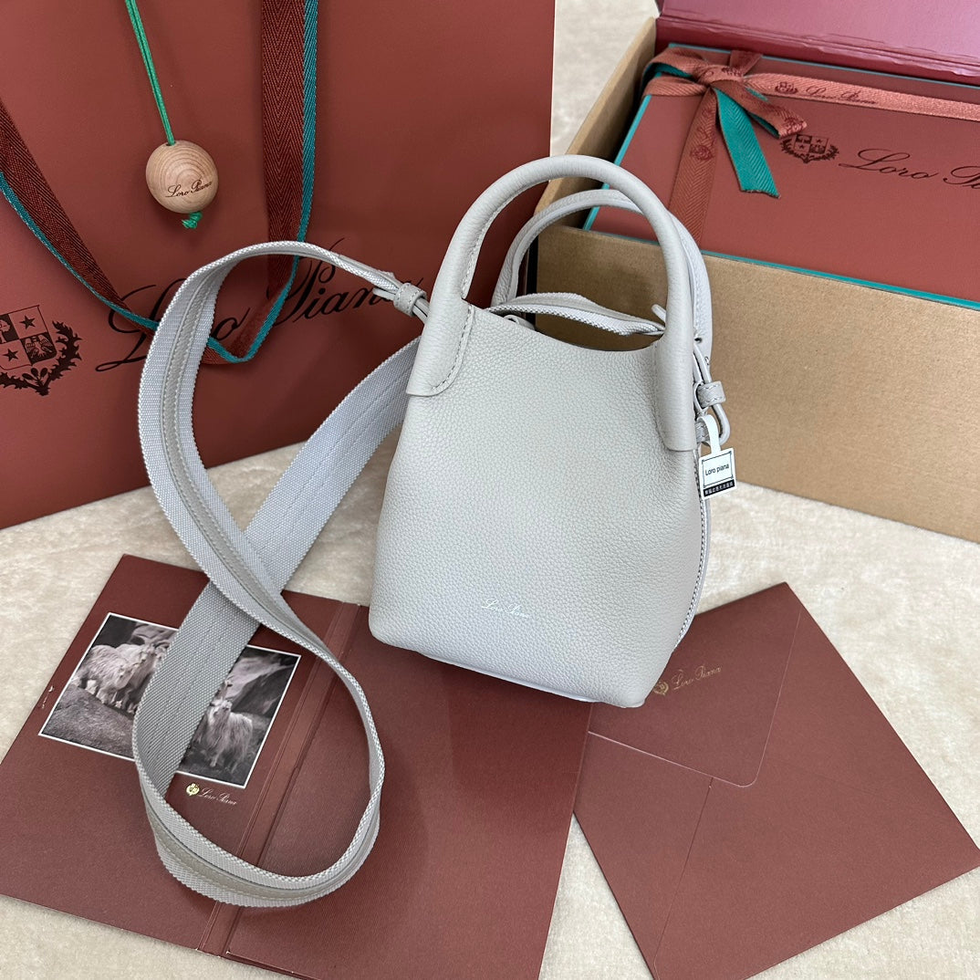 MICRO BALE BAG IN PALE GRAY CALFSKIN