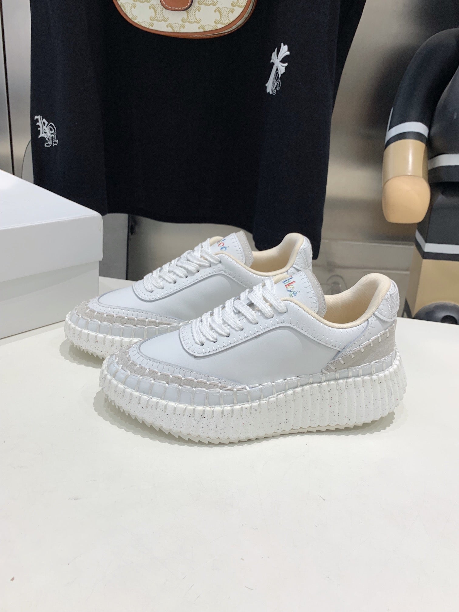 NAMA SNEAKER 5 CM IN WHITE CALFSKIN