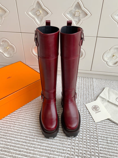 JAIME BOOT IN BURGUNDY RED CALFSKIN