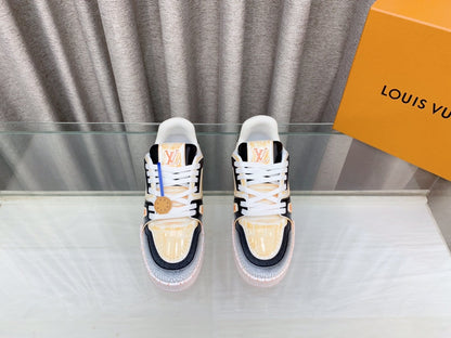 LV TRAINER SNEAKERS IN LIGHT ORANGE OMBRE MIX COLORFUL CALFSKIN