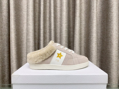 STAR SNEAKER IN LIGHT PINK SUEDE AND SHEARLING