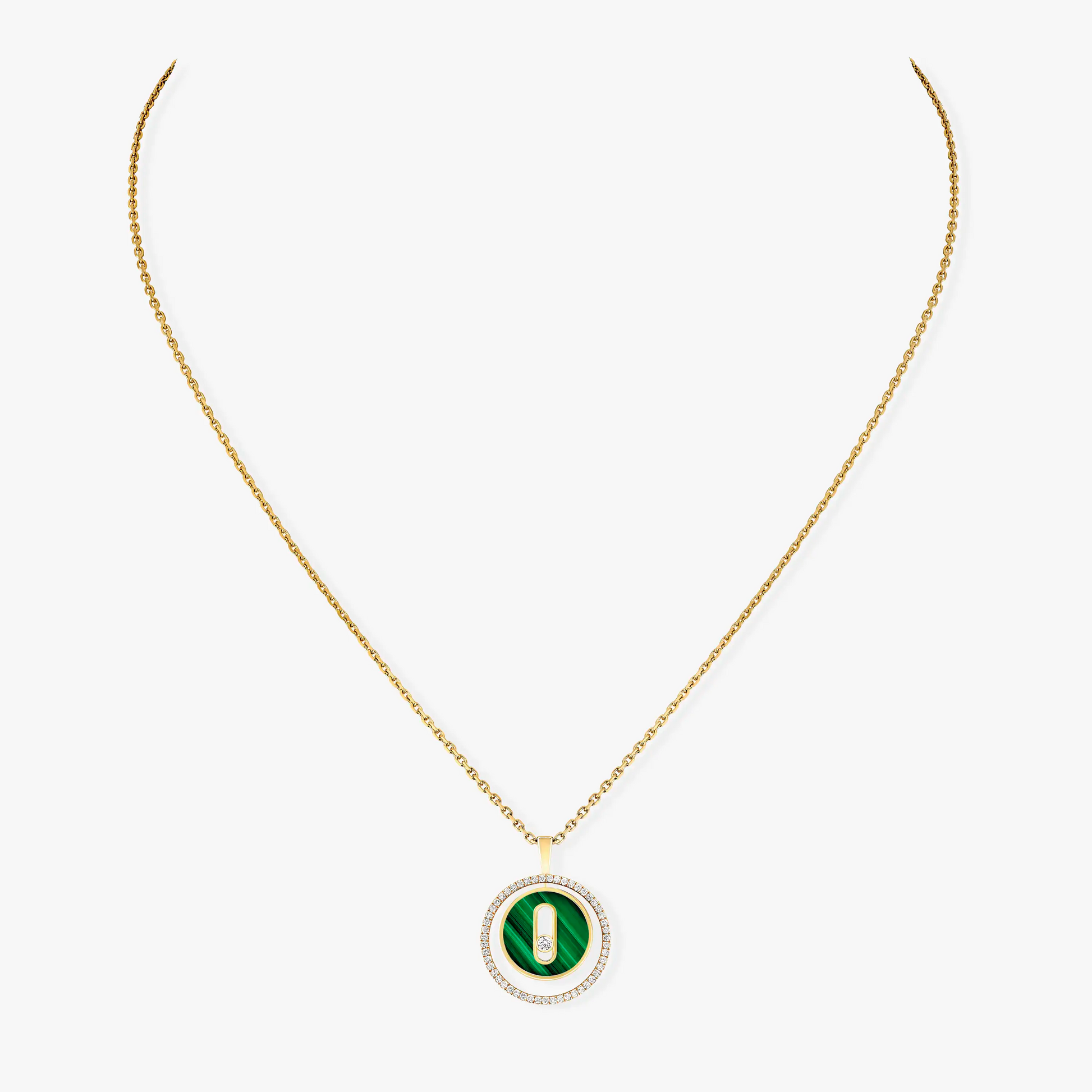 LUCKY MOVE 1 DIAMOND MALACHITE GOLD DIAMOND NECKLACE