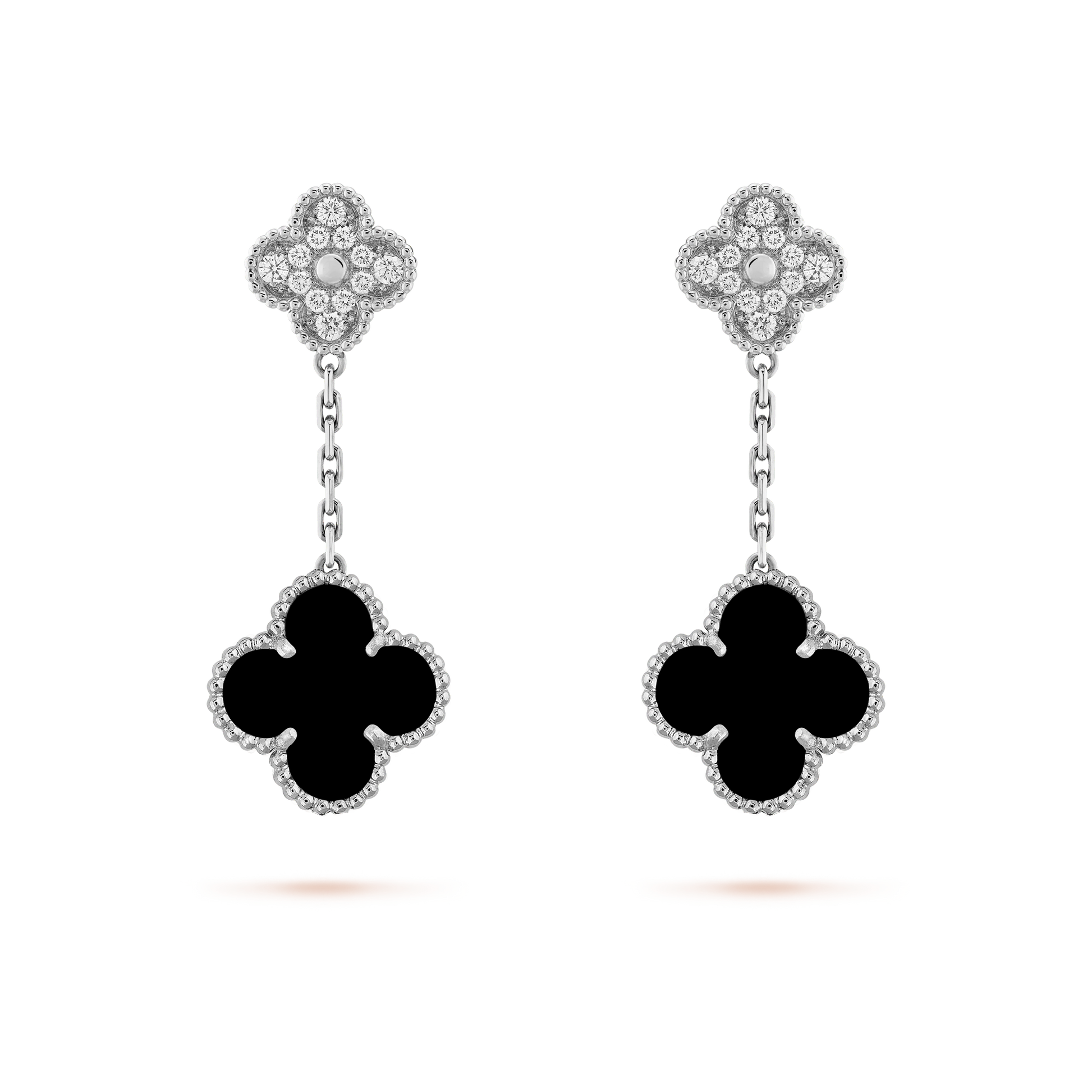CLOVER DIAMOND AND ONYX EARRINGS