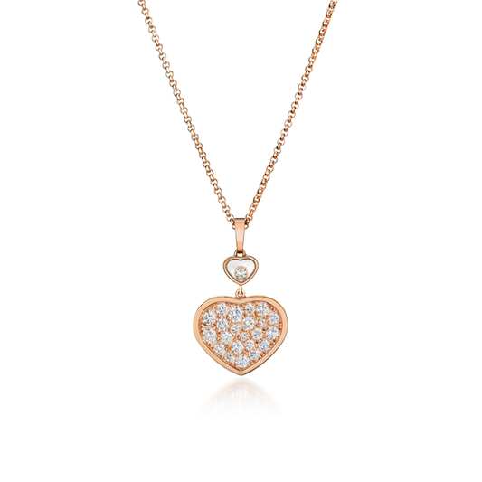 HAPPY HEART NECKLACE PINK GOLD FULL DIAMOND