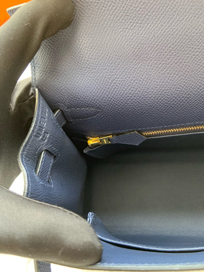 HERM Kelly, 25cm, Deep Blue, Epsom