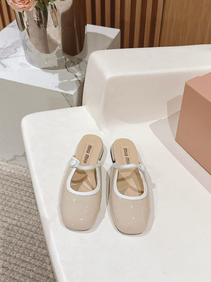 MM MULES IN BEIGE LAMBSKIN