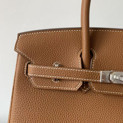 HM BIRKIN 35CM BAG BROWN CALFSKIN SILVER HARDWARE