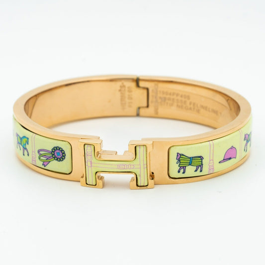 H PINK GOLD BRACELET CREAM CERAMIC