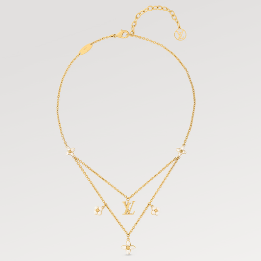 LV FLOWERGRAM PINK GOLD MOP DOUBLE ROW NECKLACE