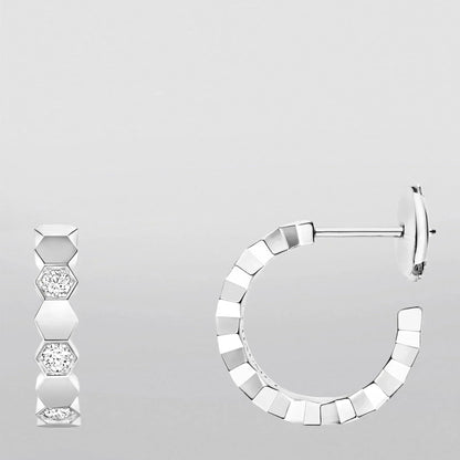 HONEE SILVER DIAMOND HOOP EARRINGS