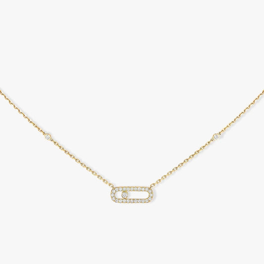 MOVE UNO PAVED SILVER DIAMOND NECKLACE