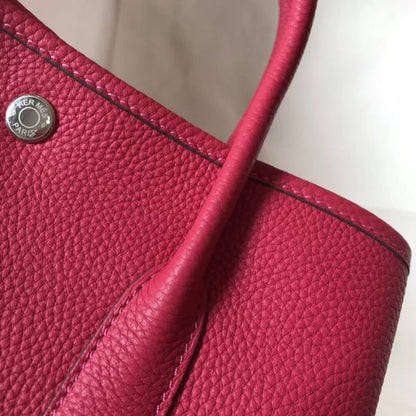 HERM Garden Party 30 Bag In Rose Red Taurillon Leather