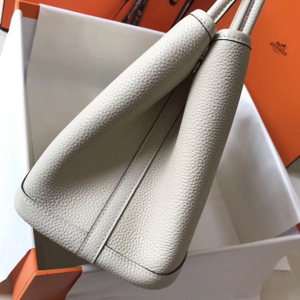 HERM Garden Party 30 Bag In White Taurillon Leather