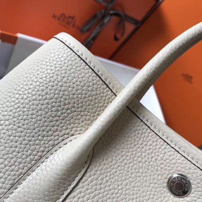 HERM Garden Party 30 Bag In White Taurillon Leather