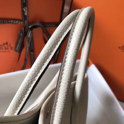 HERM Garden Party 30 Bag In White Taurillon Leather