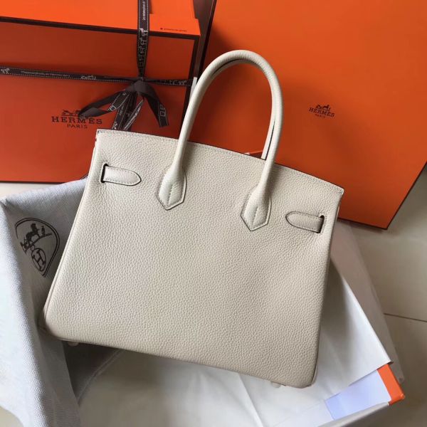 HERM Birkin 35cm Bag In Beton Clemence Leather GHW