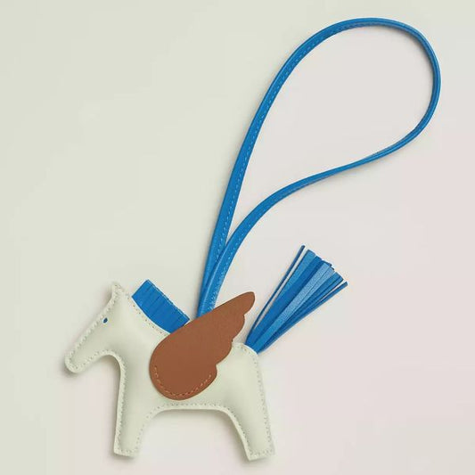 HERM Rodeo Pegase PM Bag Charm in Fizz/Blue/Gold Lambskin