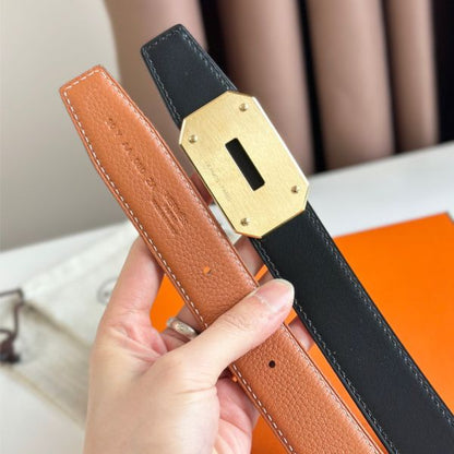 HERM Neo Reversible Belt 32MM in Gold Clemence Leather
