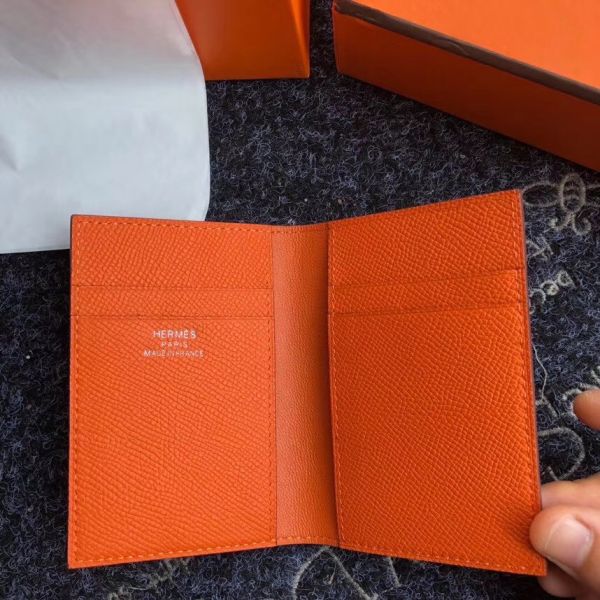 HERM MC¬≤ Euclide Card Holder In Orange Epsom Leather