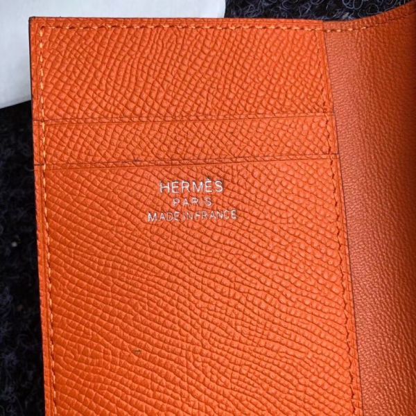 HERM MC¬≤ Euclide Card Holder In Orange Epsom Leather