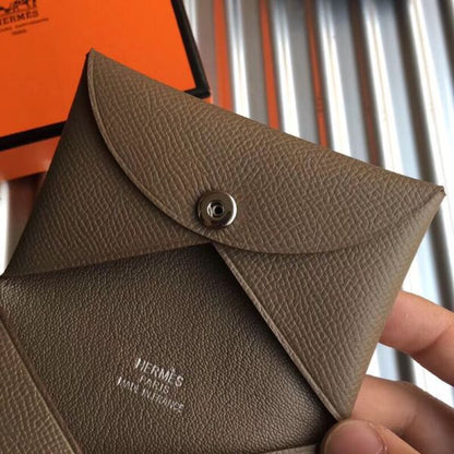 HERM Calvi Card Holder In Taupe Epsom Leather