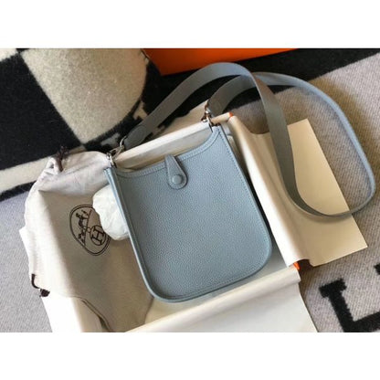 HERM Evelyne III TPM Bag In Blue Lin Clemence Leather