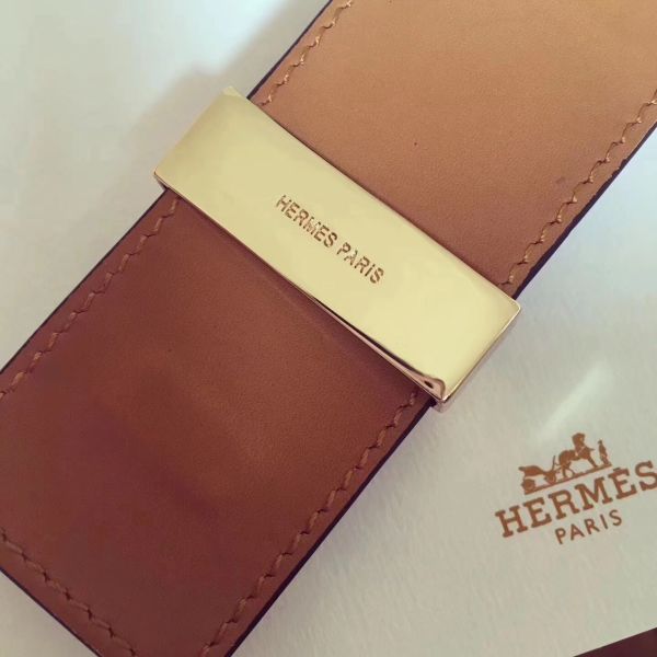 HERM Brown Epsom Collier de Chien Bracelet Size S