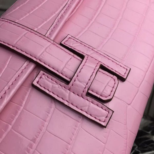 HERM Jige Elan 29 Clutch In Pink Crocodile Leather