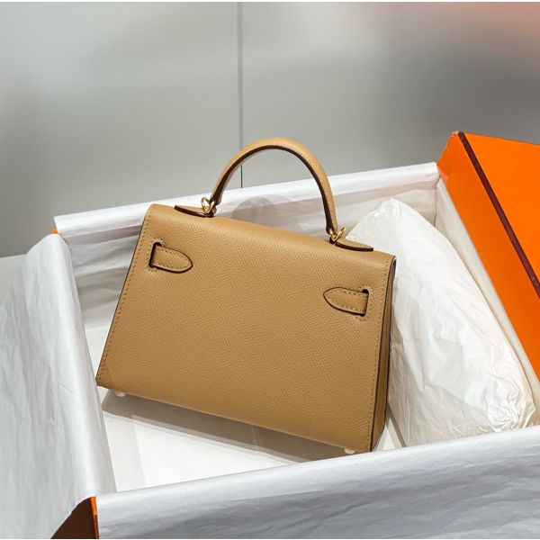 HERM Kelly Mini II Bag In Chai Epsom Leather GHW