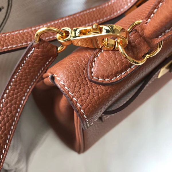 HERM Kelly 20cm Bag In Gold Clemence Leather GHW