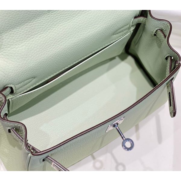 HERM Kelly 20cm Bag In Vert Fizz Clemence Leather PHW
