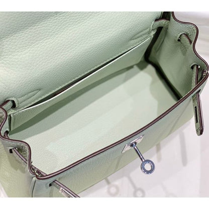 HERM Kelly 20cm Bag In Vert Fizz Clemence Leather PHW