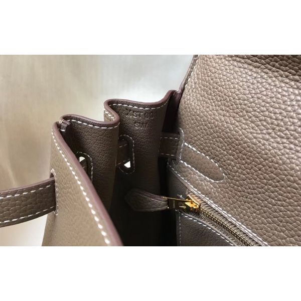 HERM Kelly 25cm Retourne Bag In Taupe Clemence Leather