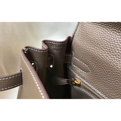HERM Kelly 25cm Retourne Bag In Taupe Clemence Leather