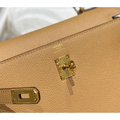 HERM Kelly 25cm Sellier Bag In Chai Epsom Leather GHW