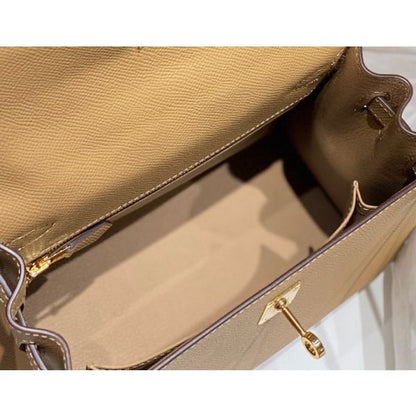 HERM Kelly 25cm Sellier Bag In Chai Epsom Leather GHW