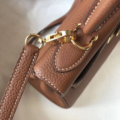 HERM Kelly 28cm Bag In Gold Clemence Leather GHW