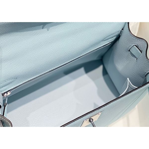 HERM Kelly 28cm Bag In Blue Brume Epsom Leather PHW