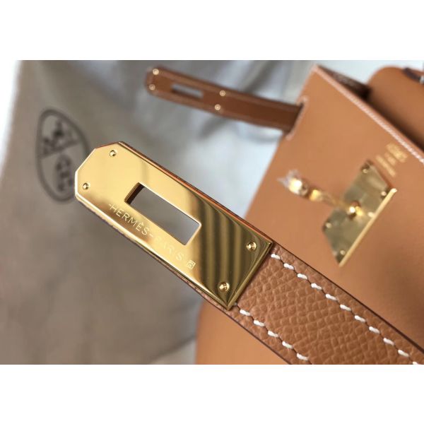 HERM Kelly 28cm Bag In Gold Epsom Leather GHW