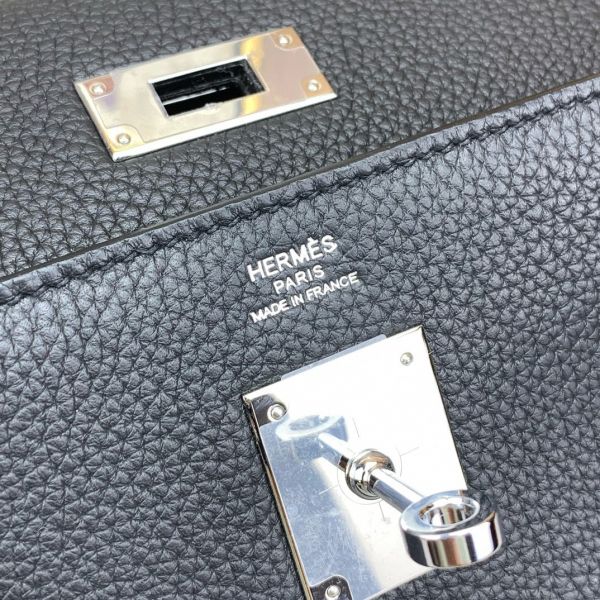 HERM Kelly Messenger Bag in Black Clemence Leather