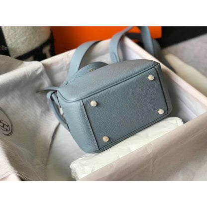HERM Lindy Mini Bag In Blue Lin Clemence Leather GHW