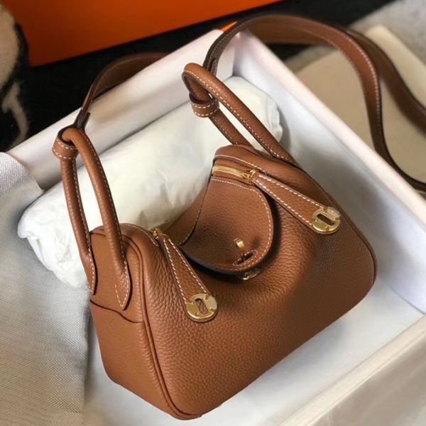 HERM Lindy Mini Bag In Gold Clemence Leather GHW