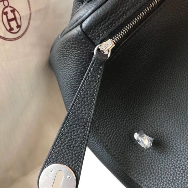 HERM Lindy 26cm Bag In Black Clemence Leather