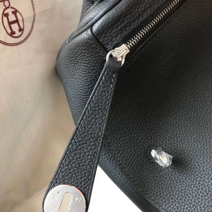 HERM Lindy 26cm Bag In Black Clemence Leather