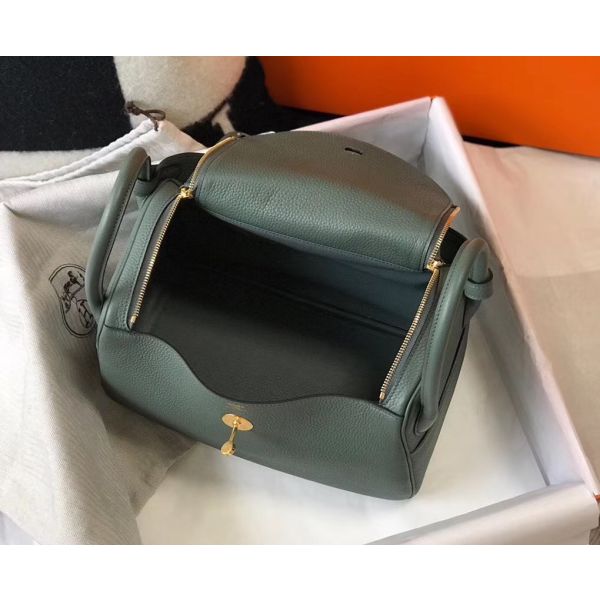 HERM Lindy 26cm Bag In Vert Amande Clemence Leather GHW