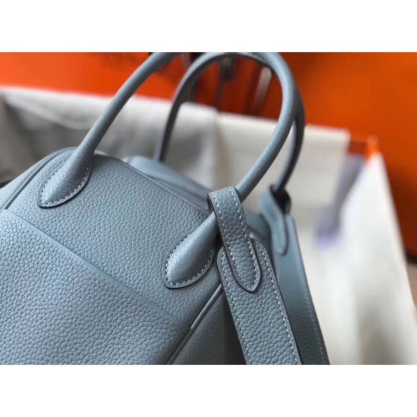 HERM Lindy 30cm Bag In Blue Lin Clemence Leather PHW